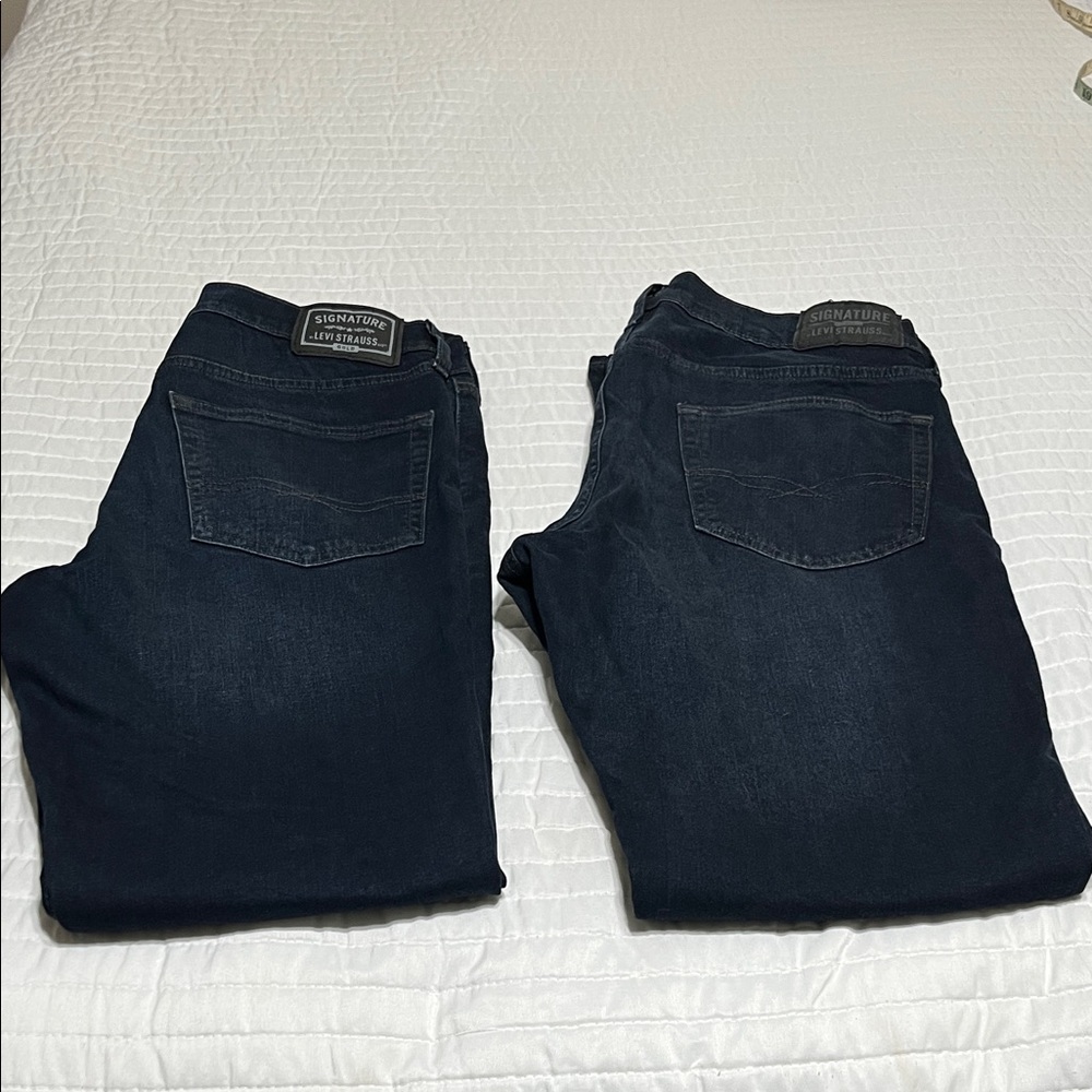 Signature Men's Deep Indigo Slim Straight Jeans ( 2 pairs)